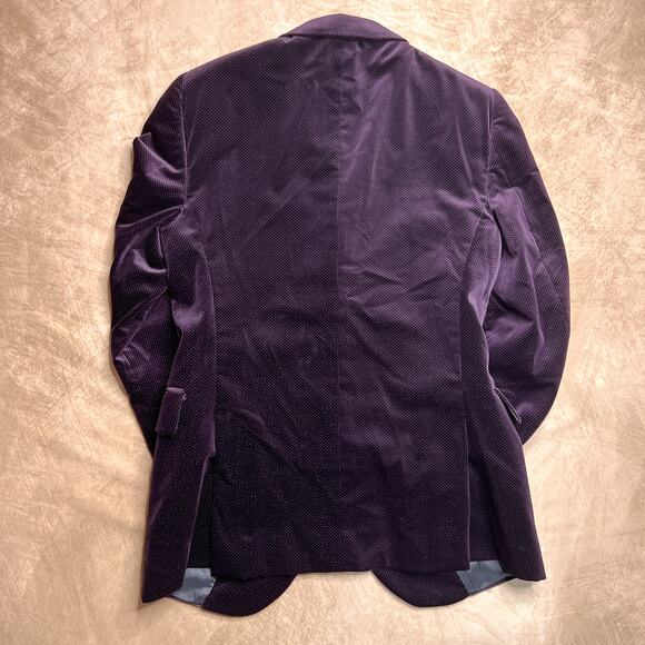 Byblos Velvet Suit Jacket Italian Made Purple Speckled Long Sleeve Formal Party - Picture 2 of 9